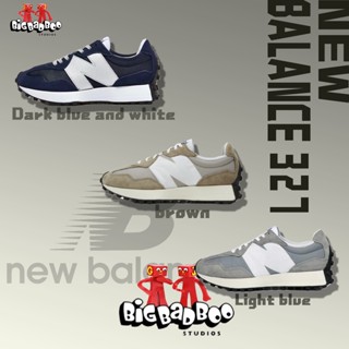 New Balance 327 Dark blue and white / brown / Light blue รองเท้าผ้าใบ ของแท้100%