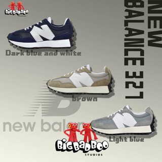 New Balance 327 Dark blue and white / brown / Light blue รองเท้าผ้าใบ ของแท้100%