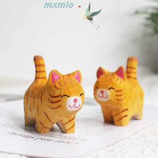 Mxmio ฟิกเกอร์ไม้แกะสลัก รูปแมว สีส้ม แฮนด์เมด สีเทา สําหรับตั้งโต๊ะ