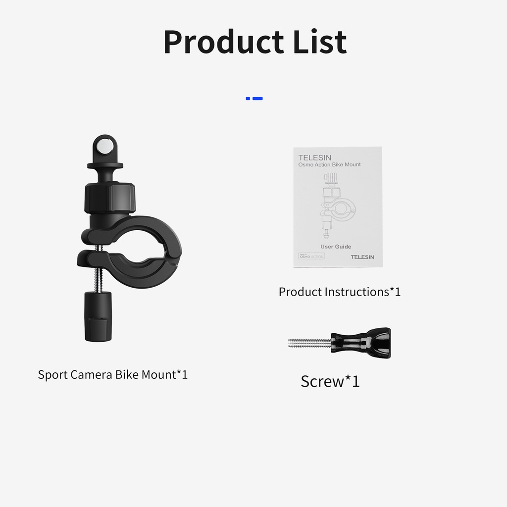 Telesin DJ-HBM-001 สําหรับ GoPro Hero 9/8/7/6 กล้อง Bike Mount รถจักรยานยนต์จักรยานผู้ถือ 360 หมุน A