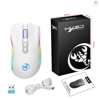 [DZ]hxsj T69 เมาส์เกมมิ่งไร้สาย 2.4G RGB ออกแบบตามสรีรศาสตร์ แบตเตอรี่ 650mAh ตั้งโปรแกรมได้ 7 ปุ่ม อายุการใช้งาน 10 ล้านคีย์ 4800DPI