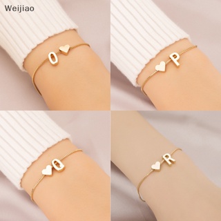 Weijiao% สร้อยข้อมือ จี้ตัวอักษร 26 ตัว สีทอง เรียบง่าย เครื่องประดับแฟชั่น สําหรับผู้หญิง TH