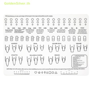 Goldensilver แผ่นแม่แบบ สีเงิน 3D สําหรับฝึกทําเล็บ TH