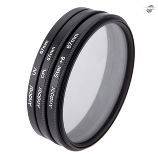 {fly} Andoer 67mm Filter Set UV + CPL + Star 8-Point Filter Kit with Case for    DSLR Camera Lens