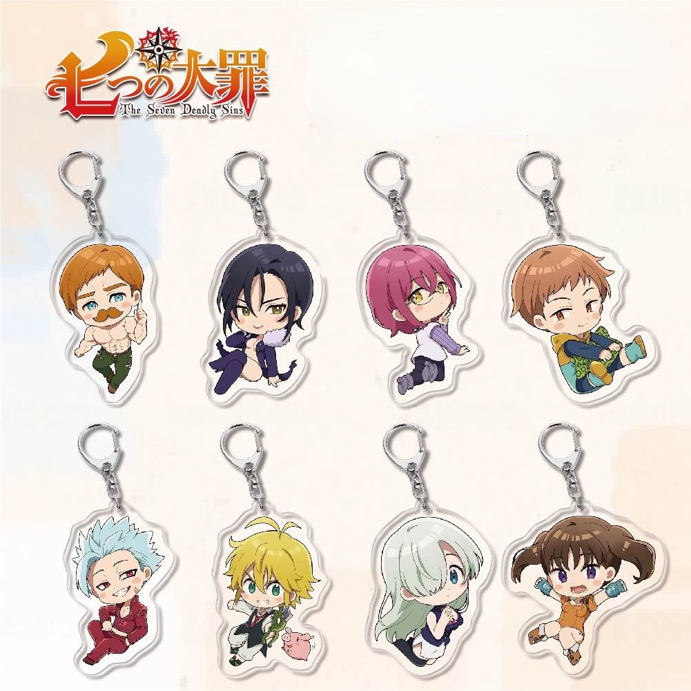 อะนิเมะ Seven Deadly Sins อะคริลิคพวงกุญแจ Figur คอสเพลย์แฟชั่นพวงกุญแจสําหรับแฟนกระเป๋าอุปกรณ์เสริม