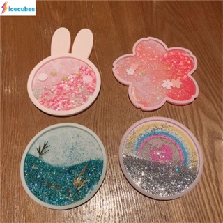 Cherry Blossom Quicksand Coaster Alec Pvc Rabbit Ocean Fish Scale Insulation Water Coaster ICECUBES