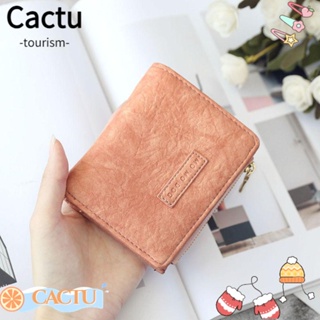 Cactu กระเป๋าสตางค์ใบสั้น หนัง PU มีซิป อเนกประสงค์ ใส่เหรียญได้ สําหรับผู้หญิง