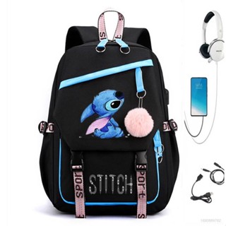 กระเป๋าเป้สะพายหลัง อเนกประสงค์ ขนาดใหญ่ จุของได้เยอะ ลาย Stitch แฟชั่นสําหรับผู้หญิง และผู้ชาย