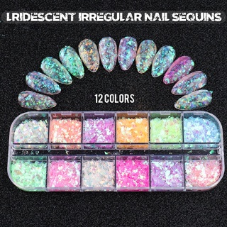 12 Grids Nail Art Glitter Powder Fairy Sequins Laser Flakes Decoration Kit