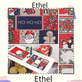 Ethel1 แผ่นรองจาน ลายคริสต์มาส สโนว์แมน ล้างทําความสะอาดได้ สําหรับตกแต่งวันหยุดปีใหม่