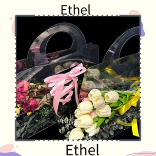 Ethel1 กล่องดอกไม้ PVC แบบใส พร้อมหูหิ้ว สําหรับใส่ช่อดอกกุหลาบ