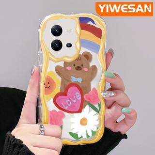 เคสโทรศัพท์มือถือแบบนิ่ม ใส กันกระแทก ลายการ์ตูนหมีน่ารัก สีมาการอง หลากสี สําหรับ VIVO V25 5G V25E X80 Lite V21E Y73 2020