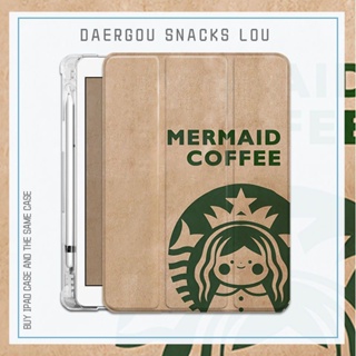 เคส ลาย Starbucks พร้อมช่องใส่ปากกา สําหรับ iPad Pro11 iPad gen 5 6 9.7 Air4 5 10.9 gen9 8 7 10.2 นิ้ว mini 4 5 7.9 iPad Air4 10.9