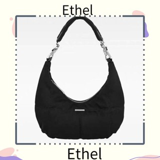 Ethel1 กระเป๋าสะพายไหล่ ผ้ากํามะหยี่ รูปดวงจันทร์ สีดํา สไตล์เรโทร สําหรับผู้หญิง