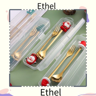 Ethel1 ช้อนกาแฟสเตนเลส ลายคริสต์มาส สําหรับตักขนมหวาน กาแฟ 2 ชิ้น