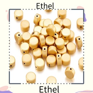 Ethel1 สเปเซอร์ลูกปัดทองเหลือง ชุบทอง 5 มม. ทรงกลมแบน ใช้ได้นาน สําหรับทําเครื่องประดับ