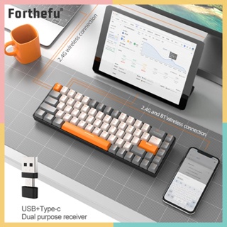 ★ Forthefu ★  K68 คีย์บอร์ดไร้สาย 2.4G BT5.0 โหมดคู่ พอร์ต USB Type-C สําหรับคอมพิวเตอร์ แล็ปท็อป