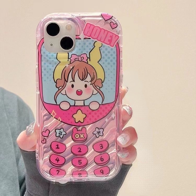 【Creative Nokia Girl】เคสโทรศัพท์มือถือ ซิลิโคนนิ่ม กันกระแทก ลายเลเซอร์ 3D หรูหรา สําหรับ iPhone 15 11 14 13 12 Pro XS Max X XR 7 8 Plus