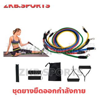 ยางยืดออกกำลัง 5in1 ชุดยางยืดออกกำลังกาย Elastic Resistance Fitness ชุด11ชิ้น 5เส้น 105ปอนด์