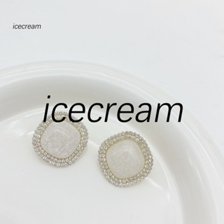 Icecream12.mx ต่างหูสตั๊ด ประดับเพชรเทียม กันแพ้ สําหรับผู้หญิง ทุกโอกาส