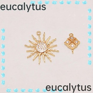 Eucalytus1 จี้สร้อยคอ ประดับเพทาย รูปดวงอาทิตย์ ชุบทอง 10 ชิ้น