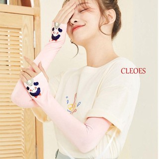 Cleoes ปลอกแขนกันแดด ผ้าไนล่อน ยืดหยุ่น ฉนวนกันความร้อน กันแสง UV ลายการ์ตูนน่ารัก สําหรับขี่จักรยาน กลางแจ้ง