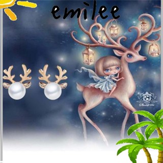 Emilee ต่างหูมุก รูปกวาง หรูหรา ของขวัญคริสต์มาส สําหรับผู้หญิง 1 คู่