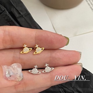 0807-YWTY-SDY 925 Silver Needle Is Very Mini Classic Planet Full-Jeweled Stud Earrings Everyday Joker Saturn Removal-Free before Sleep Earrings Fashion WTEP