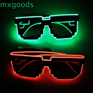 Mxgoods แว่นตาคอสเพลย์ LED เรืองแสง 8 บิต หลากสีสัน สําหรับตกแต่งปาร์ตี้ฮาโลวีน