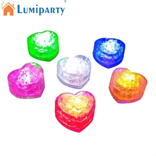 Lumiparty ก้อนน้ําแข็งเรืองแสง LED รูปหัวใจ หลากสี สําหรับตกแต่งบรรยากาศ 15-30 ชั่วโมง 12 ชิ้น