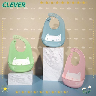 Clever ผ้ากันเปื้อนเด็ก ซิลิโคน 6 สี ให้อาหารเด็ก ผ้ากันเปื้อนน้ําลาย ปรับได้ ผ้ากันเปื้อนให้อาหารเด็ก