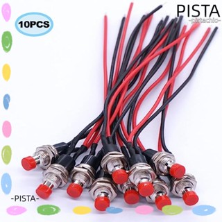 PISTA ปุ่มกดสวิตช์ปลดล็อก 250V AC 1A SPST สีแดง สําหรับรถยนต์ 10 ชิ้น