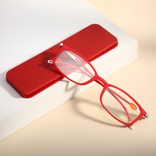 Kt1901 แว่นตาอ่านหนังสือ ทรงสี่เหลี่ยม แบบพกพา พร้อมสติกเกอร…