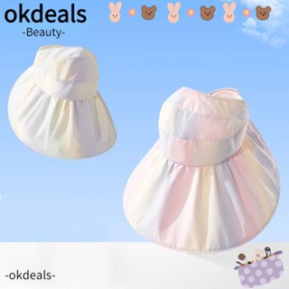 Okdeals หมวกกันแดด สีรุ้ง ป้องกันรังสียูวี เหมาะกับเดินชายหาด สําหรับผู้หญิง