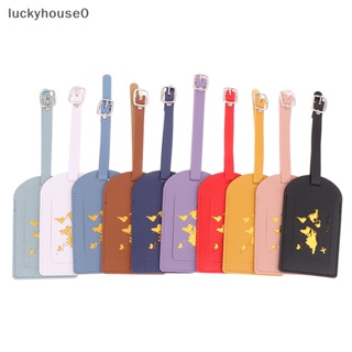 Luckyhouse0^^ ป้ายแท็กชื่อ ID หนัง PU รูปแผนที่ สําหรับกระเป๋าเดินทาง