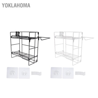  YOklahoma ชั้นวางออแกไนเซอร์ในห้องน้ำสแตนเลสไม่ต้องเจาะ 2 ชั้นเหนือชั้นเก็บของในห้องน้ำพร้อมสติ๊กเกอร์กาวตะขอ