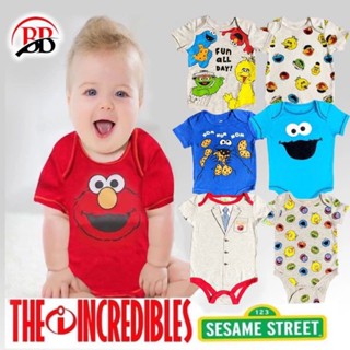 【SG Seller】พร้อมส่ง ชุดจั๊มสูทรอมเปอร์ ลาย Sesame Street สําหรับเด็ก UB3C