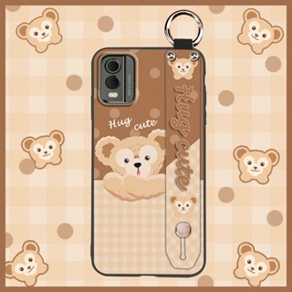 Anti-knock ring Phone Case For Nokia C32 Anti-dust Cute Dirt-resistant Cartoon Back Cover Lanyard Waterproof Kickstand Wristband