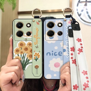 Oil Painting Silicone Phone Case For infinix Note30 4G/X6833B Dirt-resistant Lanyard Wristband flower Wrist Strap Soft case