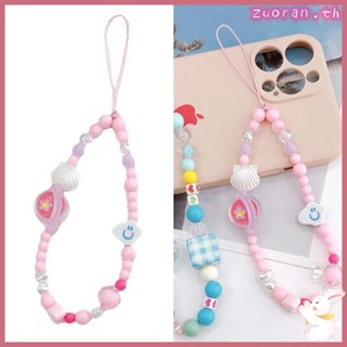 Zuo สายคล้องโทรศัพท์มือถือ ประดับลูกปัด ทรงกลม น่ารัก ประดับพู่ อุปกรณ์เสริม สําหรับตกแต่ง