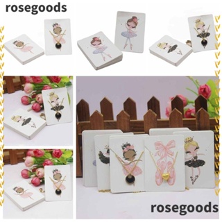 Rosegoods1 ป้ายแท็กกระดาษคราฟท์ ลายการ์ตูนหงส์ สําหรับโชว์เครื่องประดับ สร้อยคอ สร้อยข้อมือ 100 ชิ้น