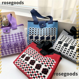 Rosegoods1 กระเป๋าถัก กระเป๋าช้อปปิ้ง นํากลับมาใช้ใหม่ได้ สําหรับผู้หญิง