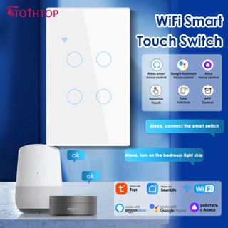 Tuya Smart Wifi Light Switch Wall Touch Switch ไม่มี Neutral Wire สำหรับ Alexa Google Home [TOP]