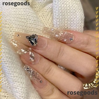 Rosegoods1 เล็บปลอม ออโรร่า DIY สําหรับตกแต่งเล็บ 24 ชิ้น