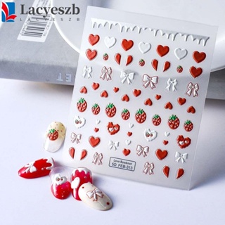 Lacyeszb สติกเกอร์ติดเล็บแฟชั่น ลายผลไม้ น้ําผลไม้ มีกาวในตัว อุปกรณ์แต่งเล็บ อุปกรณ์ตกแต่งเล็บ ลายเชอร์รี่ สตรอเบอร์รี่