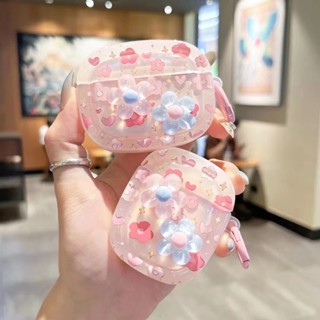 เคสหูฟังบลูทูธ ลายดอกไม้ 3D สีชมพู และสีฟ้า สําหรับ Airpods 1 2 Pro 3 Generation Pro2