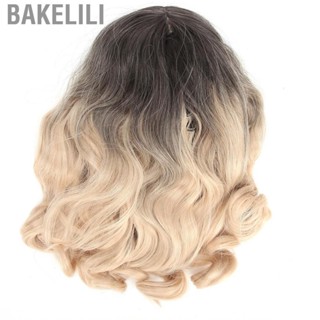 Bakelili Blonde Wig Heat Resistant Long Wavy Gradient Color Corrugated Hairstyle For