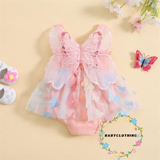 Babyclothes- ชุดรอมเปอร์ แขนกุด ลายผีเสื้อ สําหรับเด็กผู้หญิง