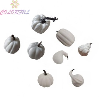 【COLORFUL】Pumpkin 8 Pieces Artificial Harvest Pumpkin Autumn Pumpkins Fake Pumpkins