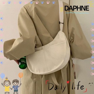 Daphne กระเป๋าสะพายไหล่ ผ้าแคนวาส ผ้าลูกฟูก สีพื้น สไตล์วินเทจ แฟชั่นคลาสสิก สําหรับนักเรียน